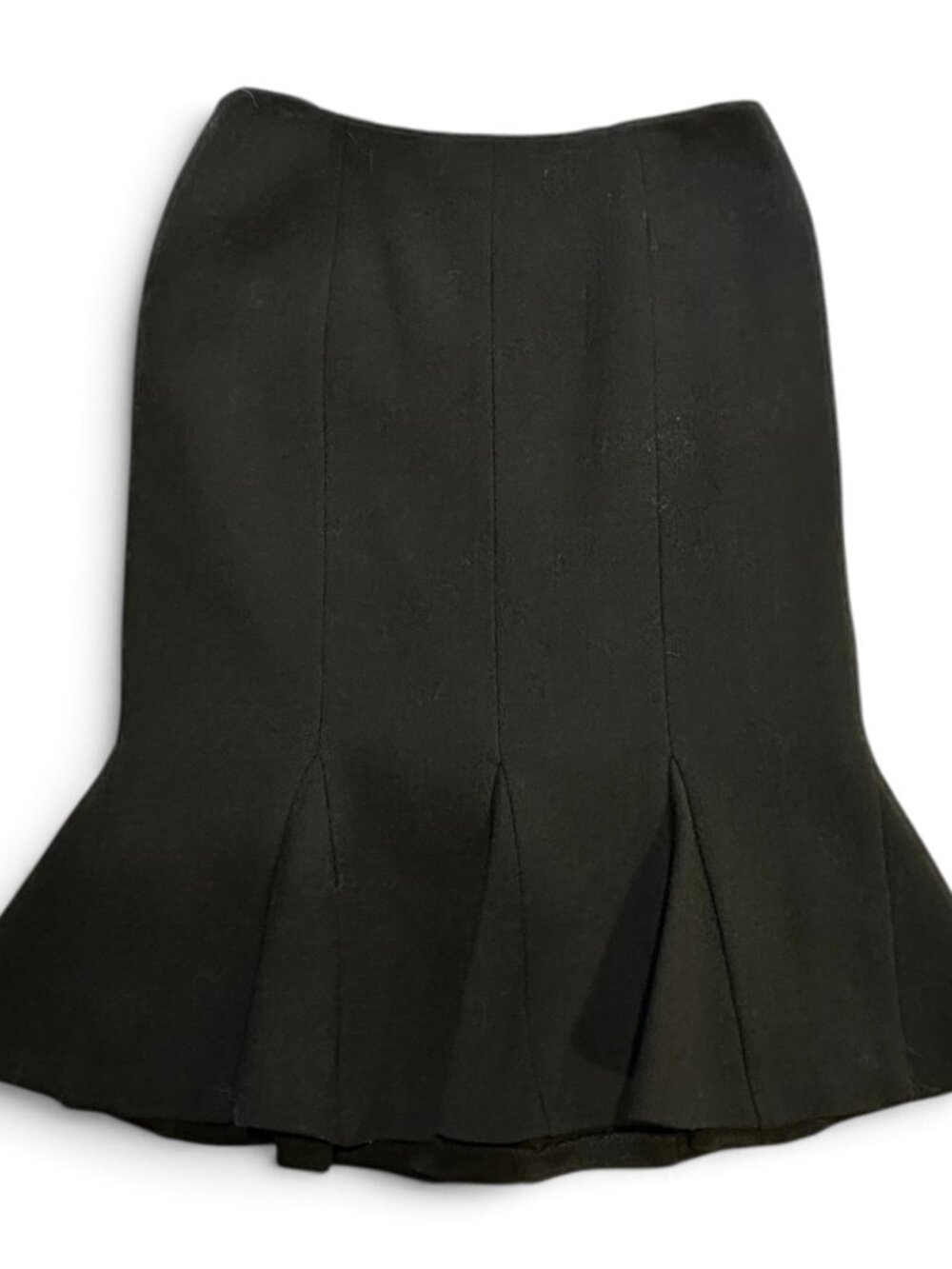 NWT Ann Taylor Wool Skirt Black Trumpet Size 0P Peplum Ruffle Lined Whimsigoth